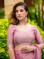 Embroidered Chinon Saree