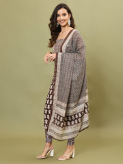 Printed Cotton Unstitched Suit Piece With Dupatta