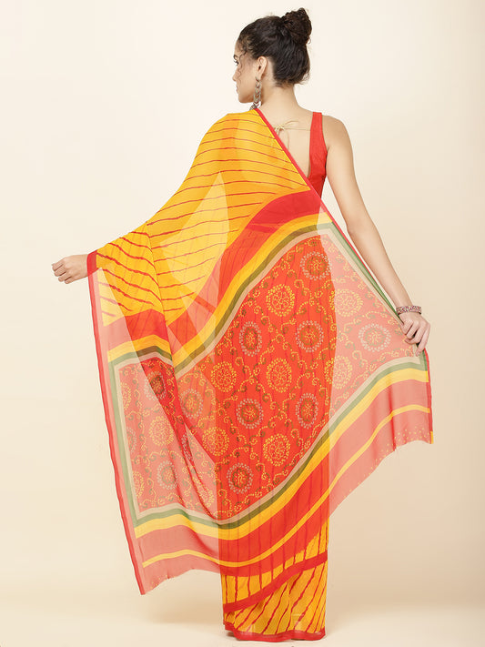 Leheriya Printed Georgette Woven Saree