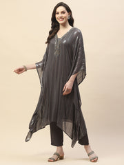 Sequin Work Georgette Kaftan Kurta With Pants