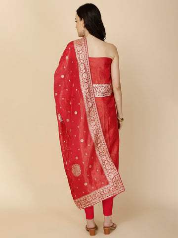 Woven Tissue Unstitched Suit Piece With Dupatta