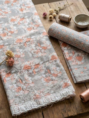 Printed Cotton Blend Unstitched Suit With Pant & Dupatta