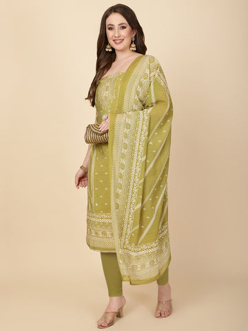 Printed Muslin Unstitched Suit Piece With Dupatta