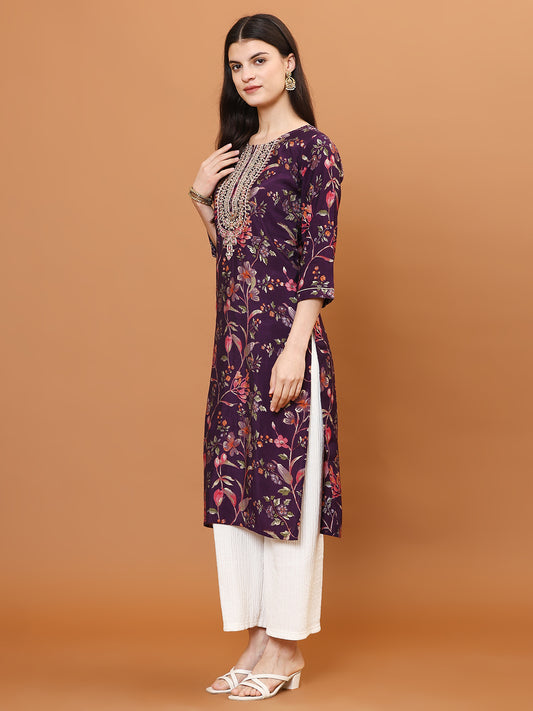 Neck Embroidery Muslin Kurta