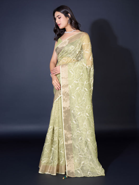 Sequence Embroidery Tissue Saree