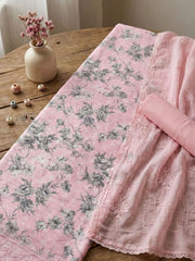 Embroidered Cotton Blend Unstitched Suit With Pant & Dupatta