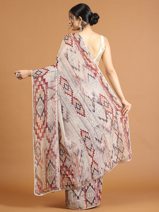 Printed & Stone Work Georgette Saree