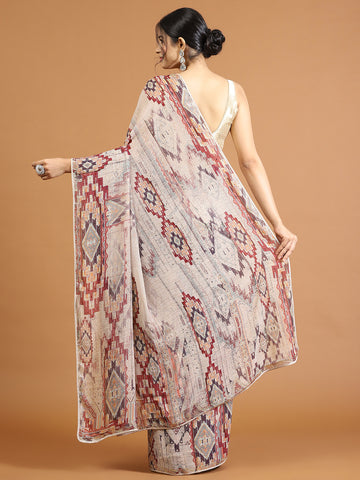 Printed & Stone Work Georgette Saree