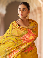 Embroidered Chinon Kurta With Sharara & Dupatta