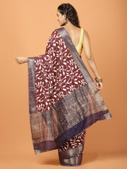 Floral Printed Art Silk Woven Saree