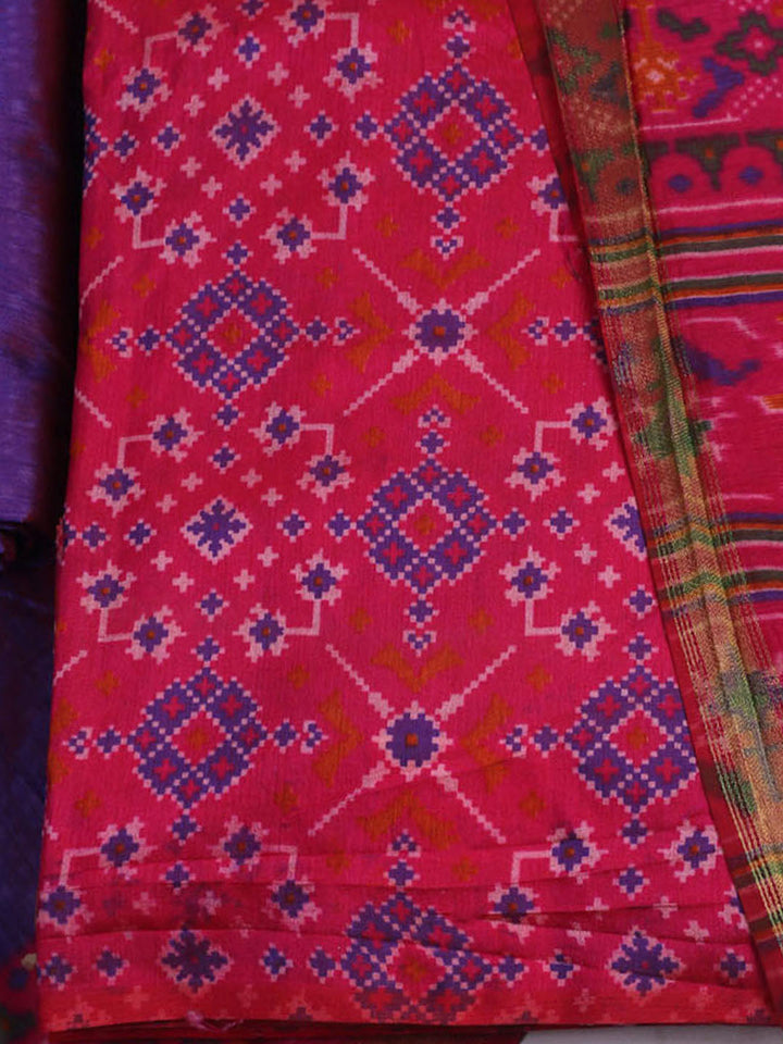 Printed Art Silk Unstitched Kurta With Pant &amp; Dupatta