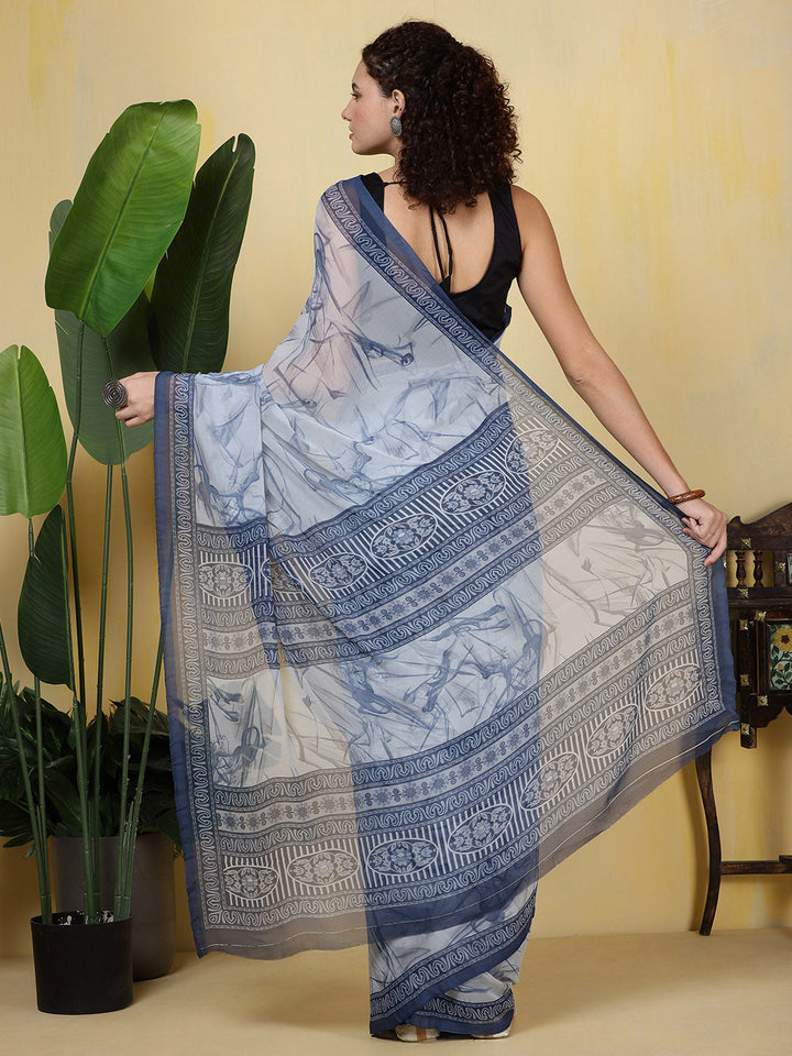 Digital Printed Georgette Saree