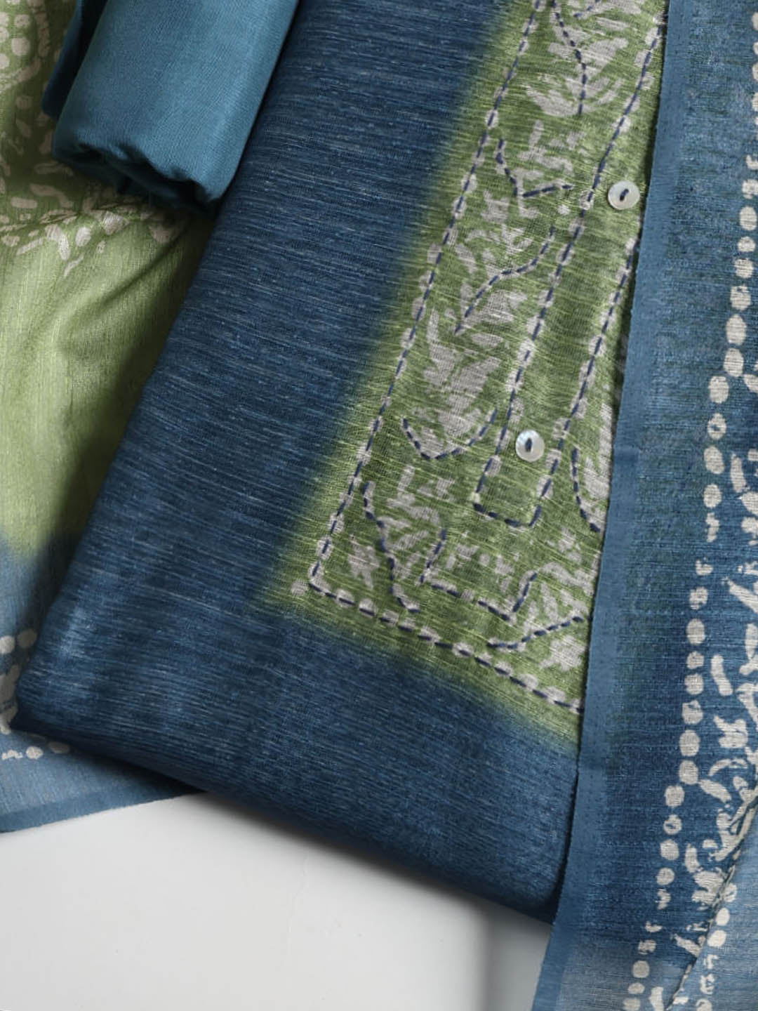 Printed Chanderi Unstitched Suit With Dupatta
