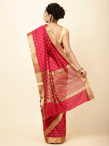 Zari Border Booti Woven Handloom Saree