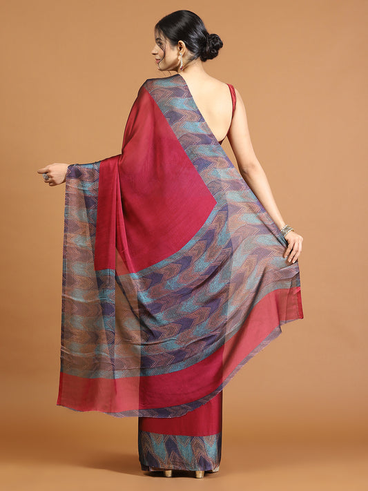 Digital Printed Georgette Woven Saree