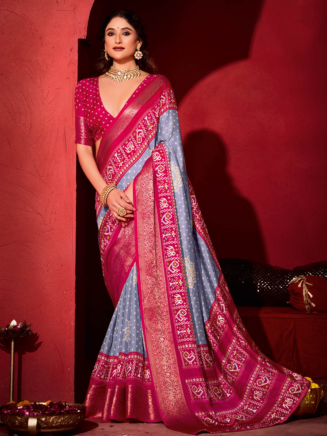 Patola Printed Art Silk Woven Saree
