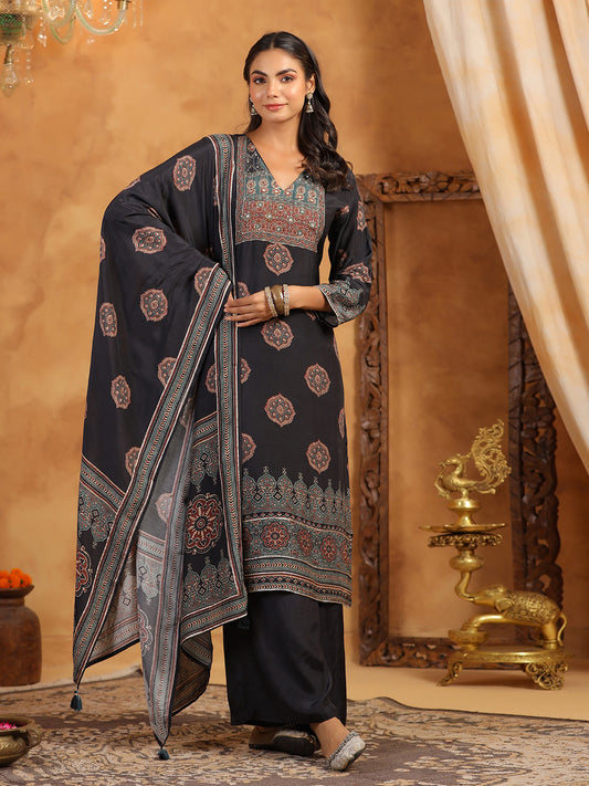 Printed Muslin Kurta With Pants & Dupatta