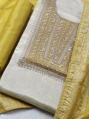 Embroidered Tissue Ustitched Suit With Pant & Dupatta