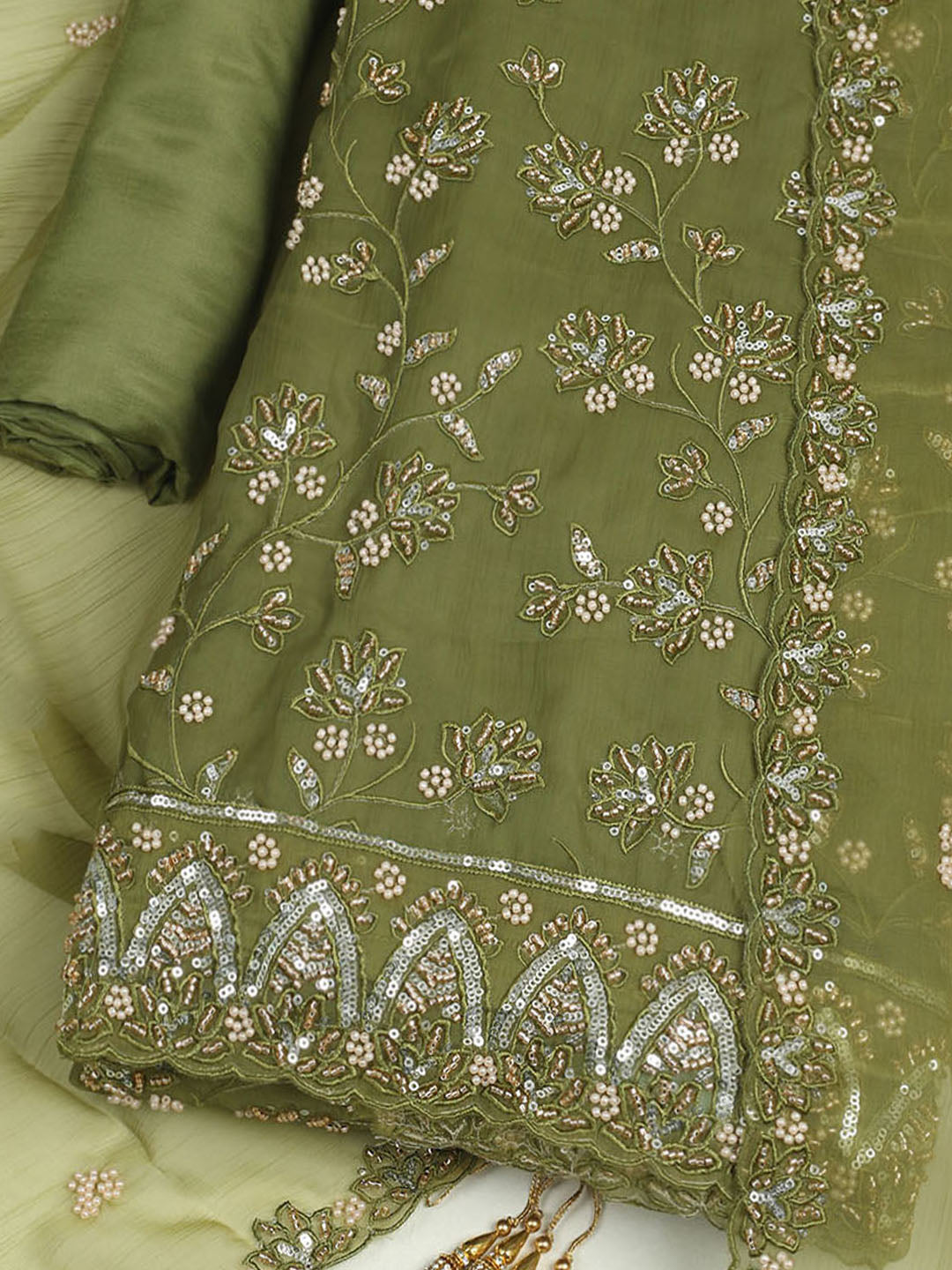 Embroidered Chiffon Unstitched Suit With Dupatta
