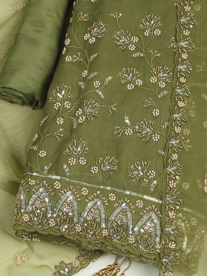 Embroidered Chiffon Unstitched Suit With Dupatta