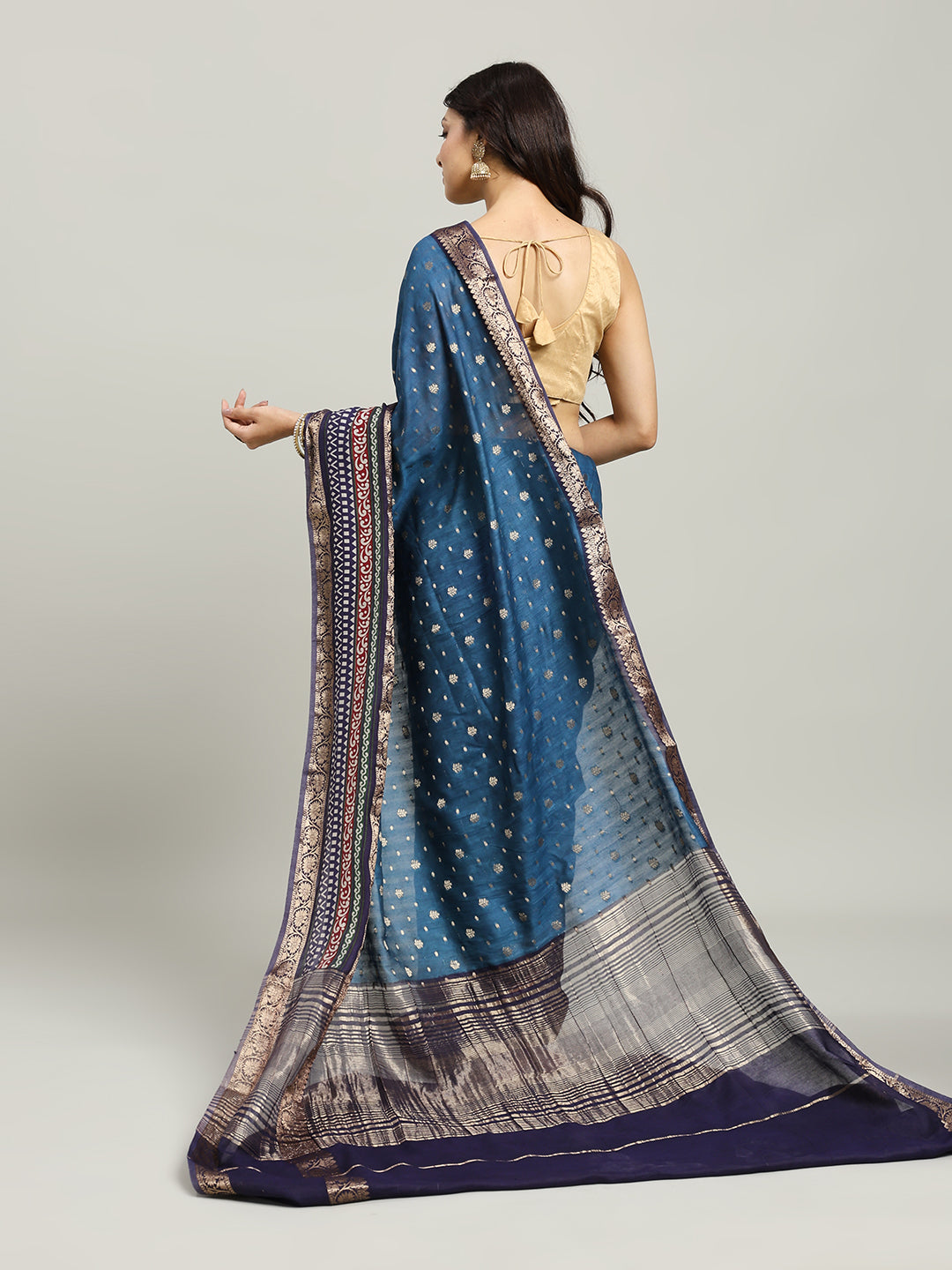 Digital Printed Cotton Blend Woven Saree