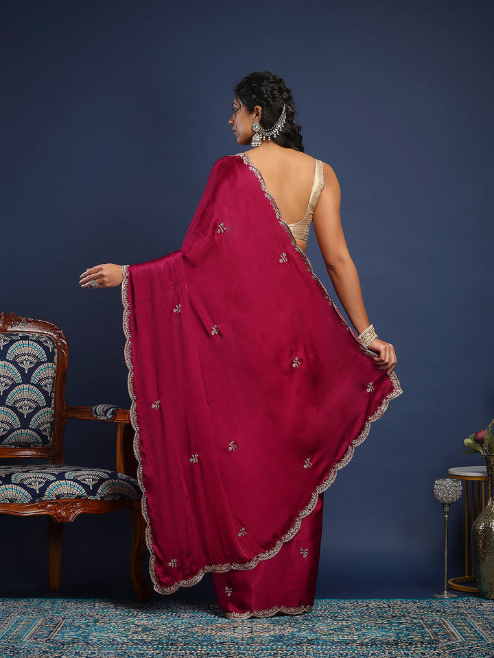 Stone Embroidery Chinnon Saree