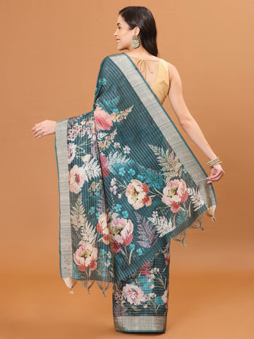 Digital Printed Tussar Woven Saree