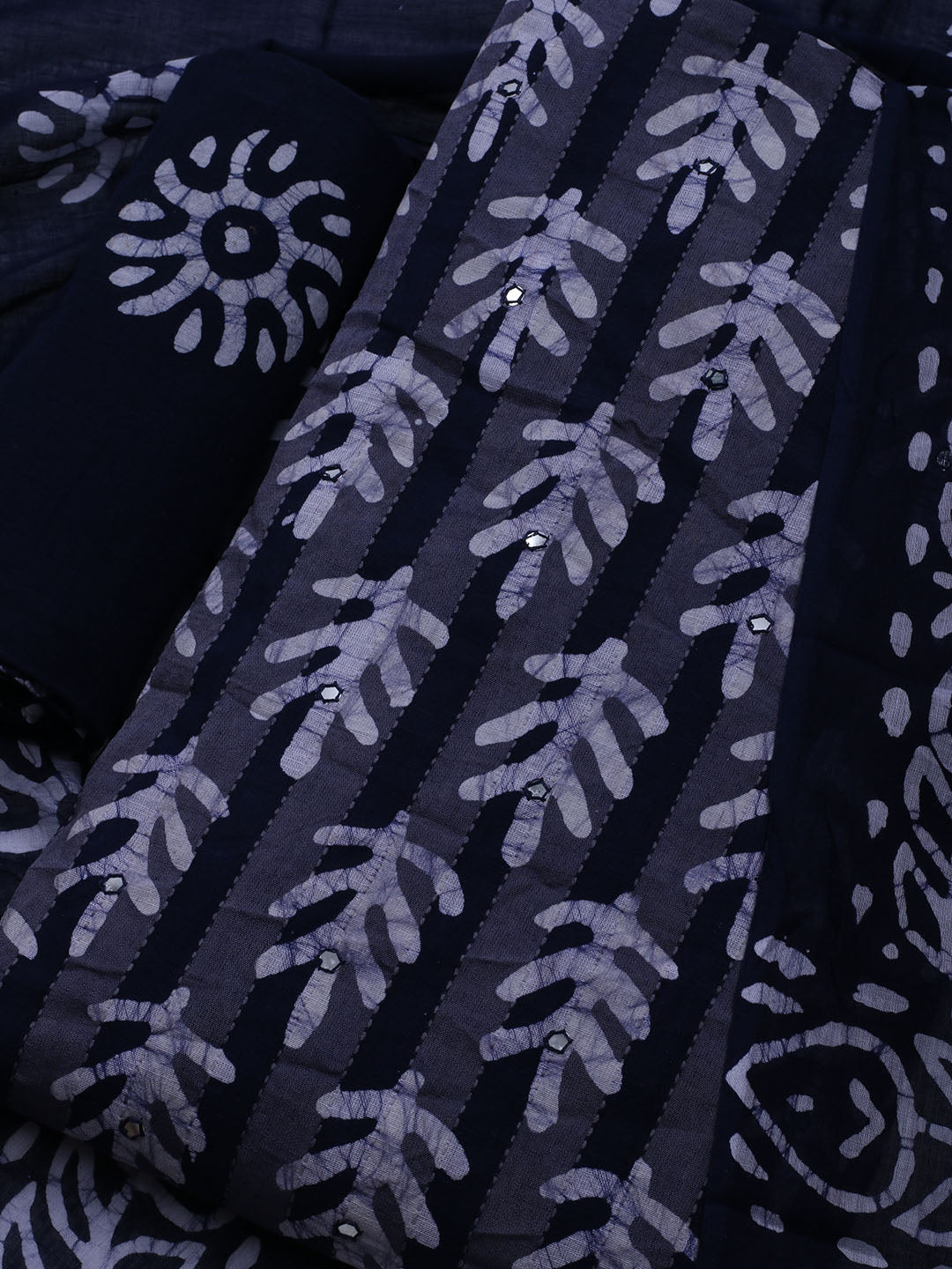 Printed Cotton Blend Unstitched Suit With Dupatta