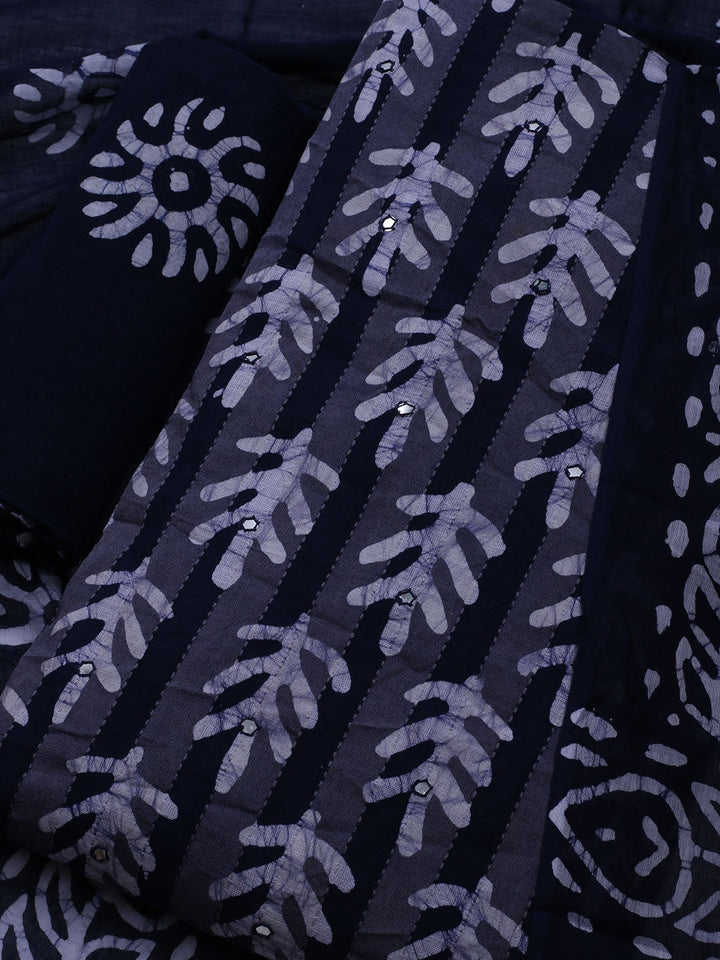 Printed Cotton Blend Unstitched Suit With Dupatta