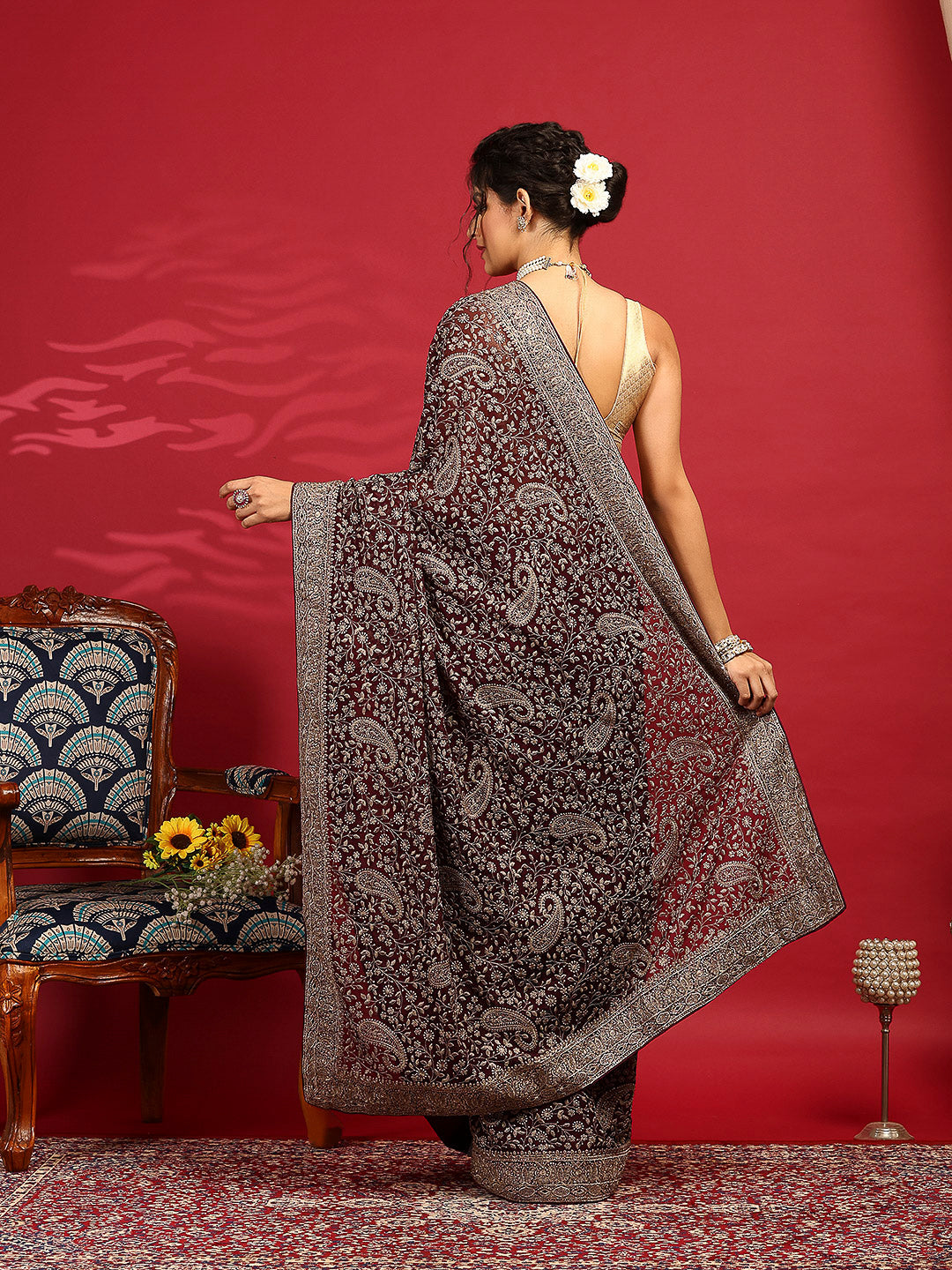 Embroidered Georgette Saree