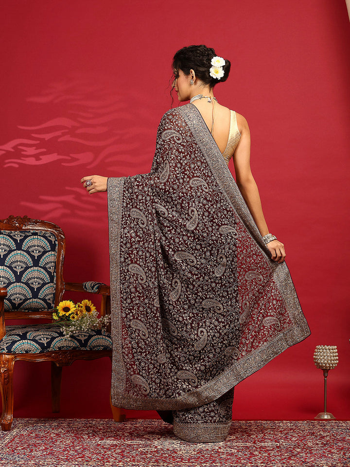 Embroidered Georgette Saree