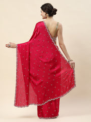 Cutdana Embroidery Chinon Saree