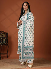 Printed Cotton Blend Kurta With Pant & Dupatta