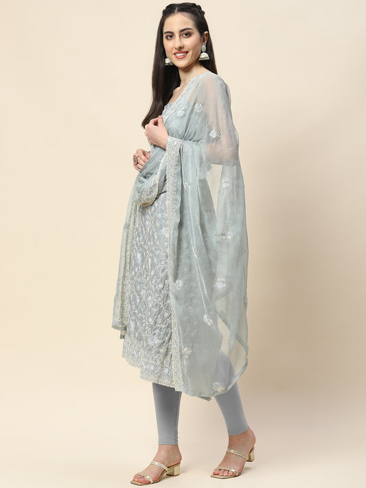 All Over Embroidered Organza Unstitched Suit Piece With Dupatta