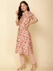 Floral Printed Cotton Straight Kurta With Pants