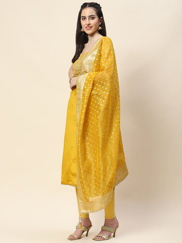 Woven Chanderi Unstitched Suit Piece With Dupatta