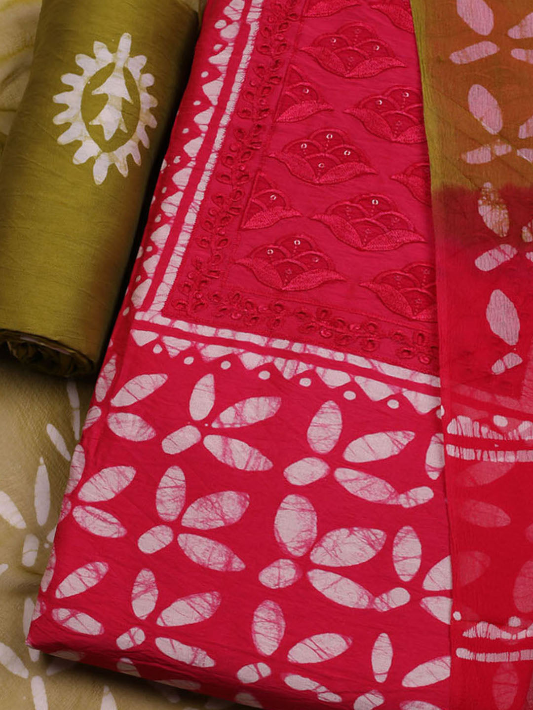Printed Cotton Blend Unstitched Suit With Dupatta
