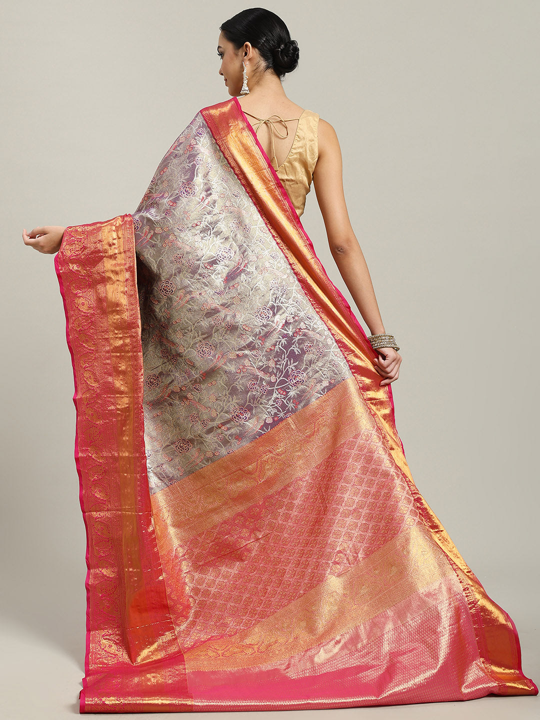 Woven Brodcade Zari Jaal Art Silk Saree