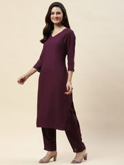 Plain Cotton Kurta With Pants