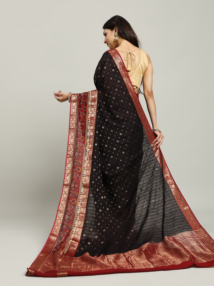 Digital Printed Cotton Blend Woven Saree