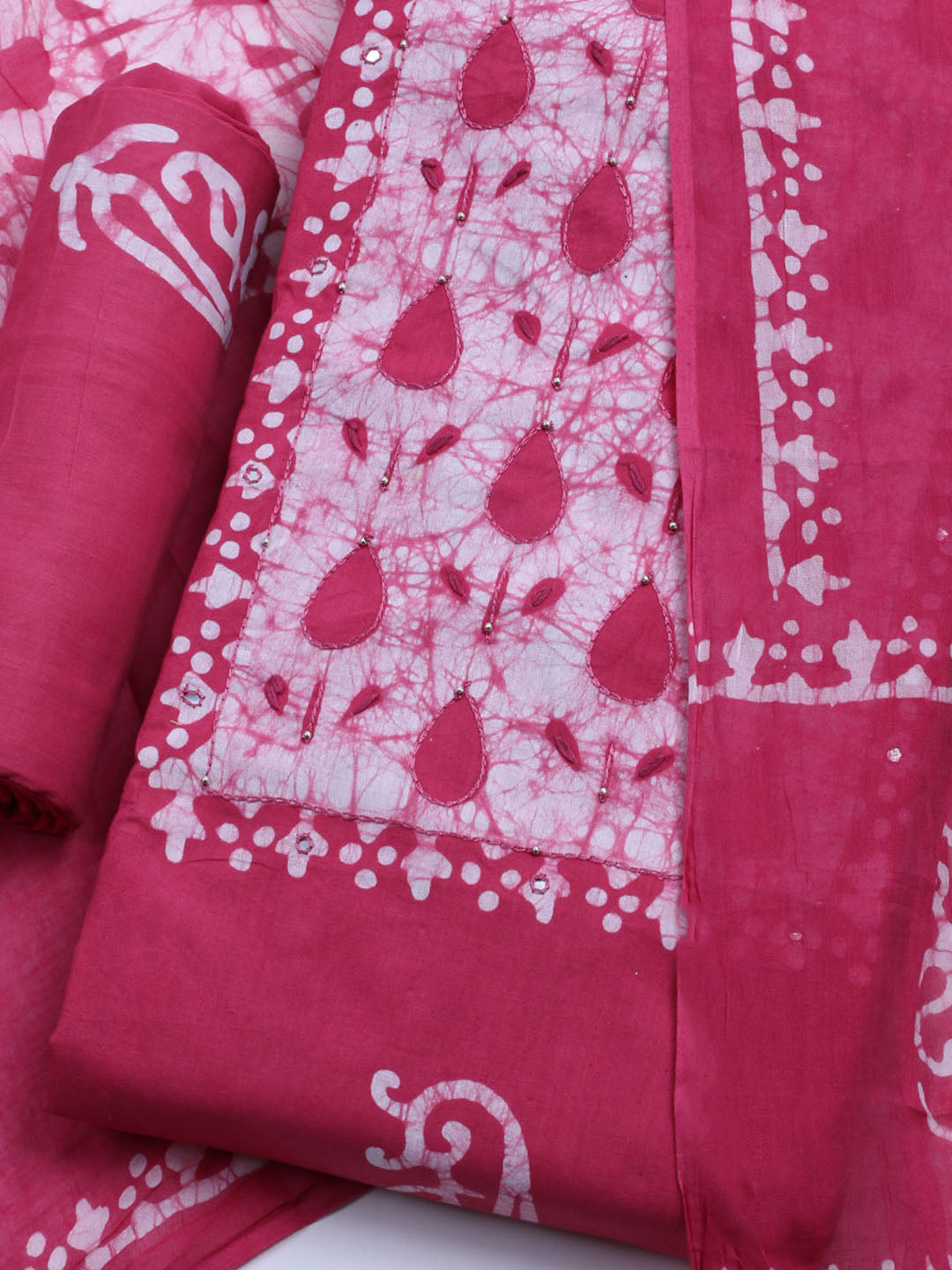 Printed Cotton Blend Unstitched Kurta With Pant &amp; Dupatta