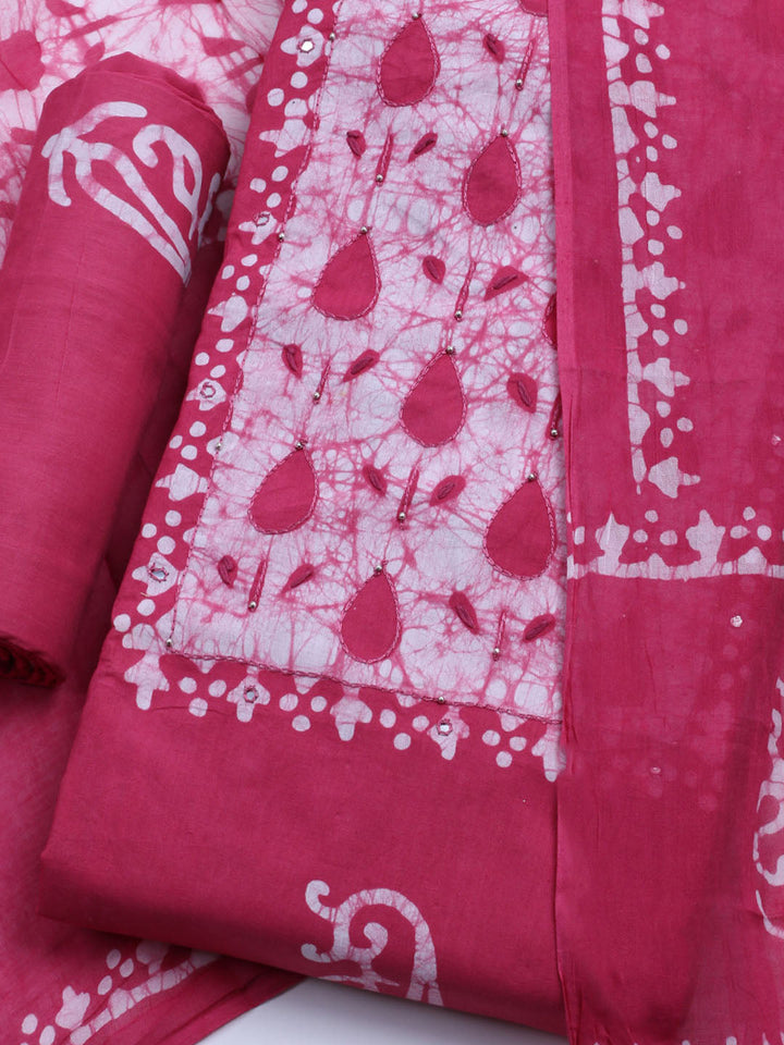 Printed Cotton Blend Unstitched Kurta With Pant &amp; Dupatta