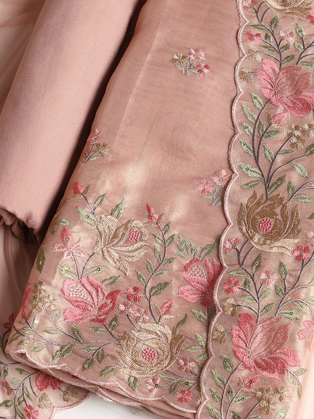 Embroidered Organza Unstitched Suit With Dupatta