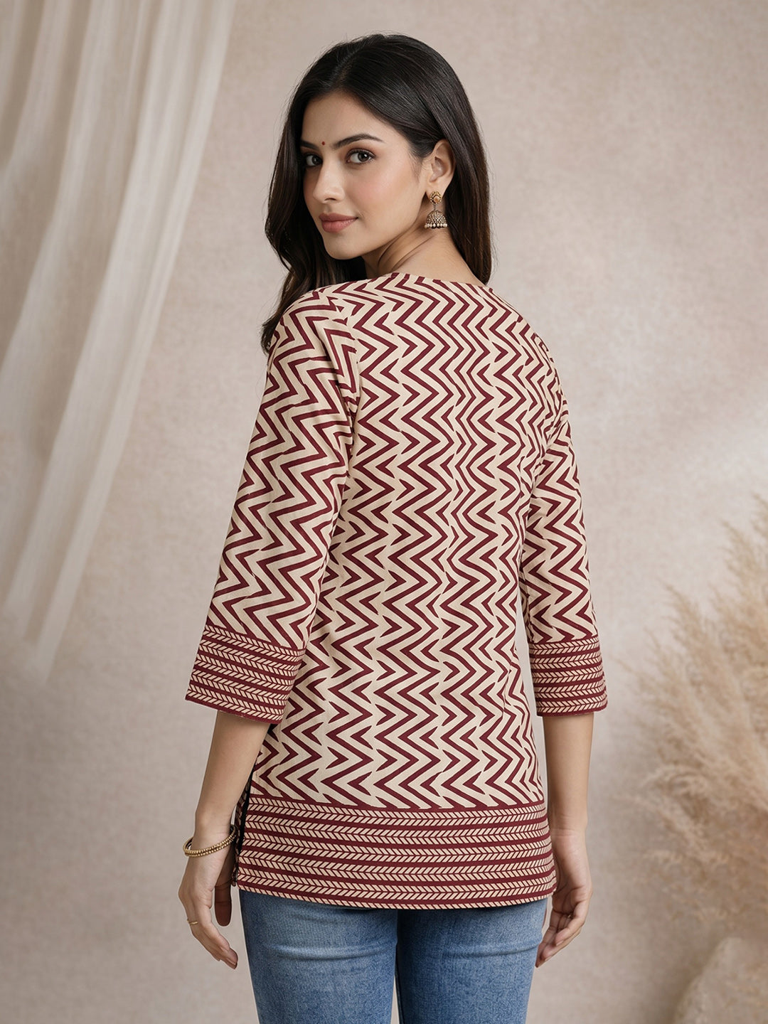 Maroon Embroidered Cotton Blend Straight Kurta