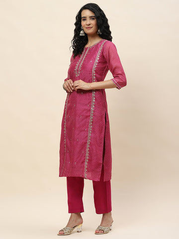 Gota Work Chanderi Kurta With Pants