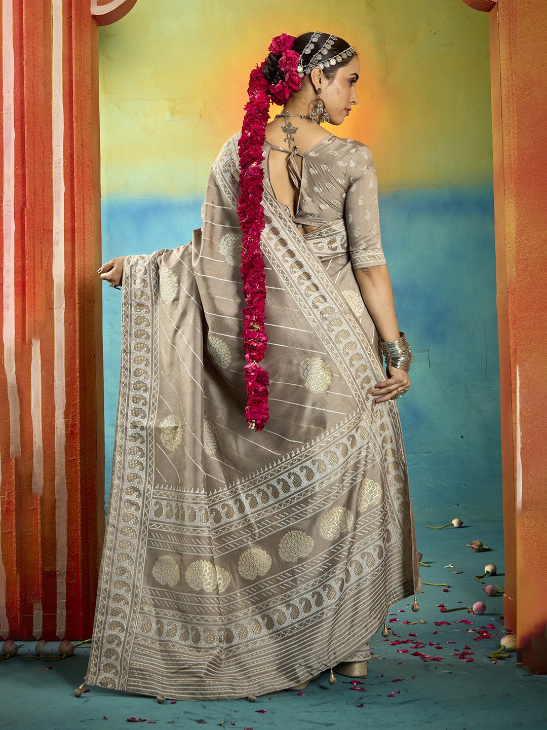 Abstract Print Art Silk Saree