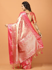 Plain Zari Border Banarasi Woven Saree