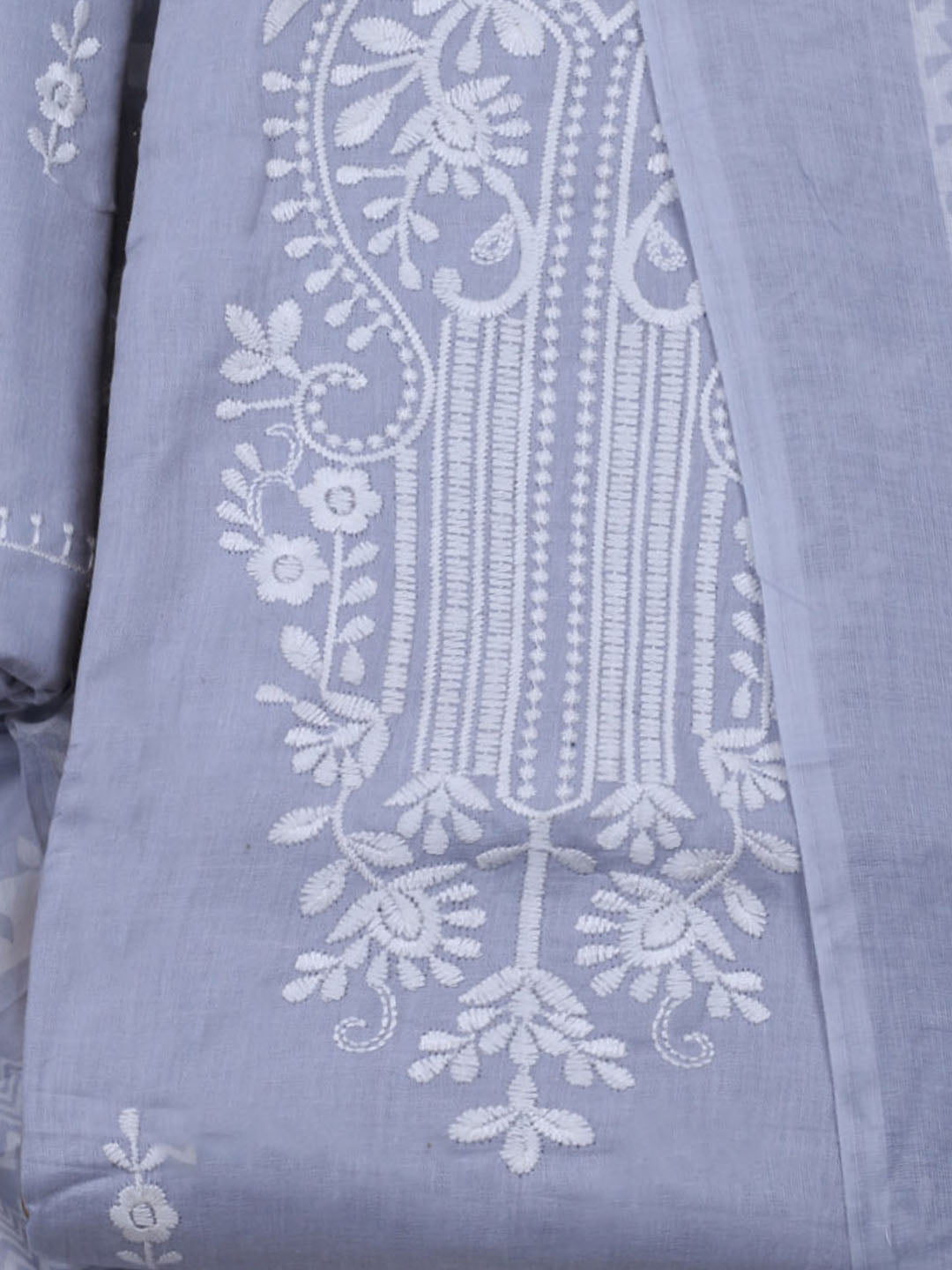 Neck Embroidered Cotton Blend Unstitched Suit With Dupatta