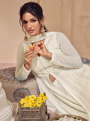 Resham Sequins Work V Neck Georgette Palazzo And Kurta