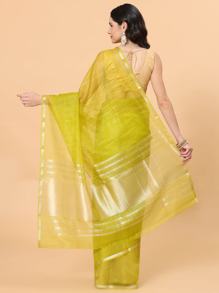 Plain Zari Border Organza Saree